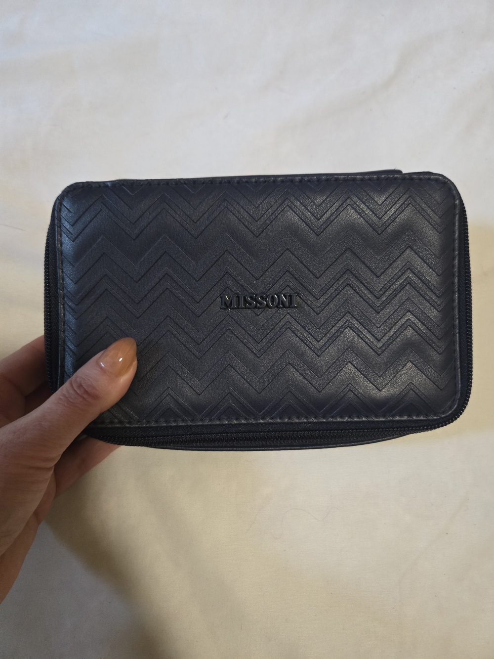 Missoni Navy Chevron Zipped Cosmetic Case